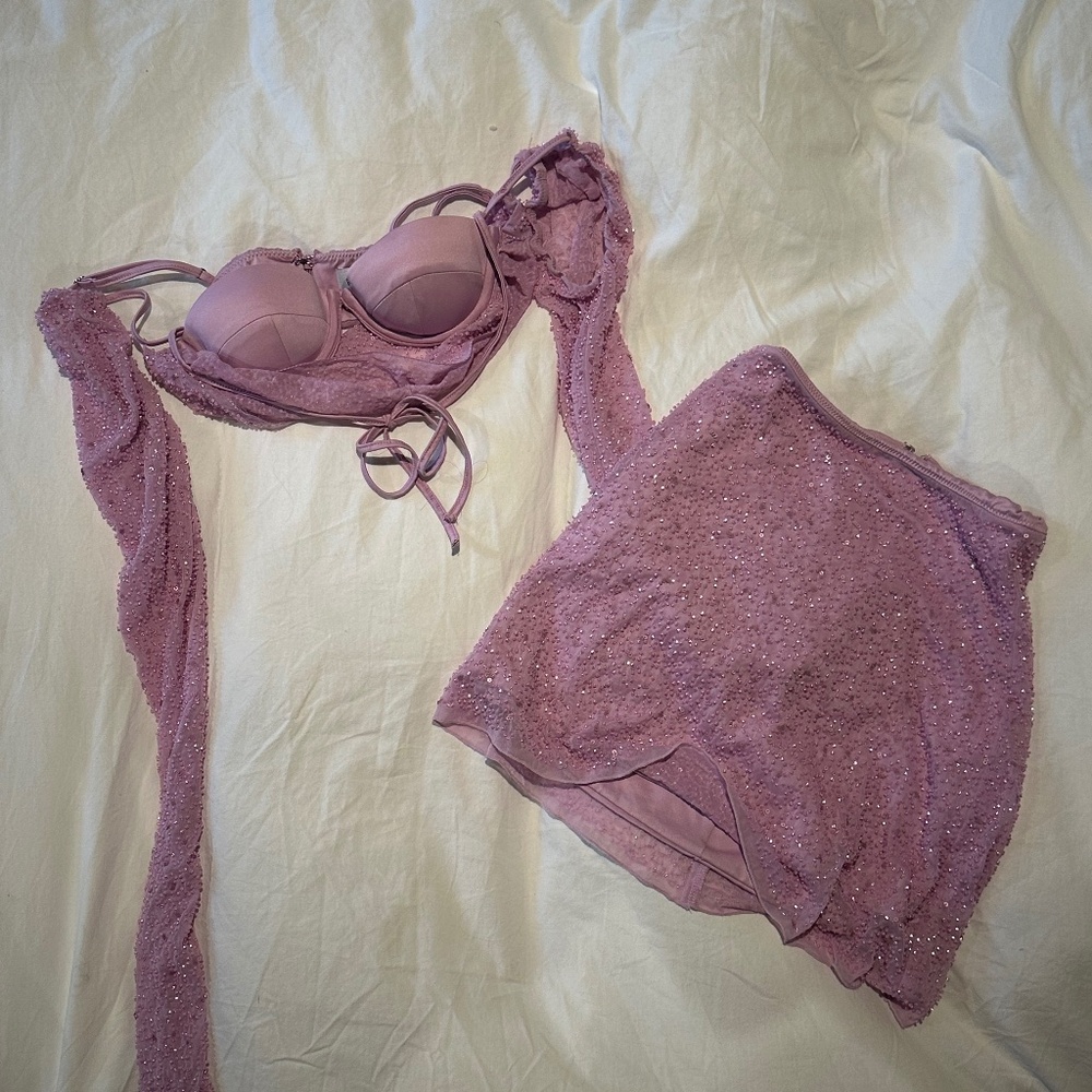 Oh Polly pink embellished co ord set